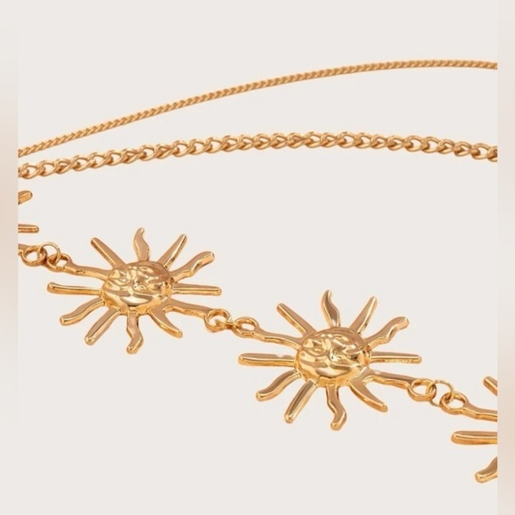 Celestial Sun Multi Layer Chain Statement Belt Metal Waist Belt gold New ☀️✨✨ - Picture 4 of 6
